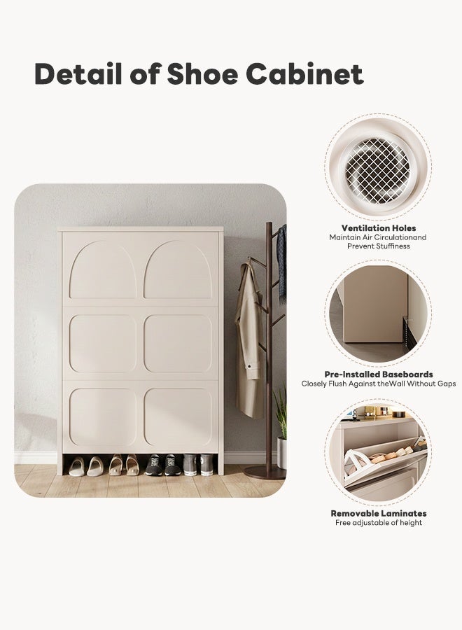 شاربدو خزانة أحذية للمدخل الداخلي، منظم تخزين أحذية رفيع للغاية، رف أحذية خشبي نحيف مع 10-13 زوجًا من الأحذية للمدخل والممر، موفر للمساحة قائم بذاته 80*17*118 سم - Image 4